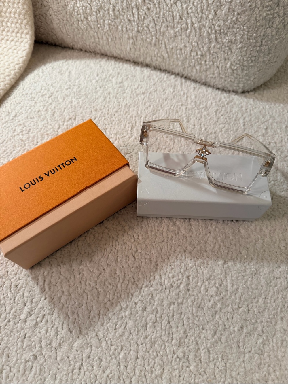 Louis Vuitton Cyclone Transparent Crystal Frame Sunglasses with Gold Accent